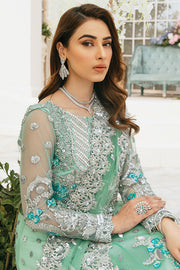 Elegant Pakistani Bridal Sea Green Lehenga Gown Dress