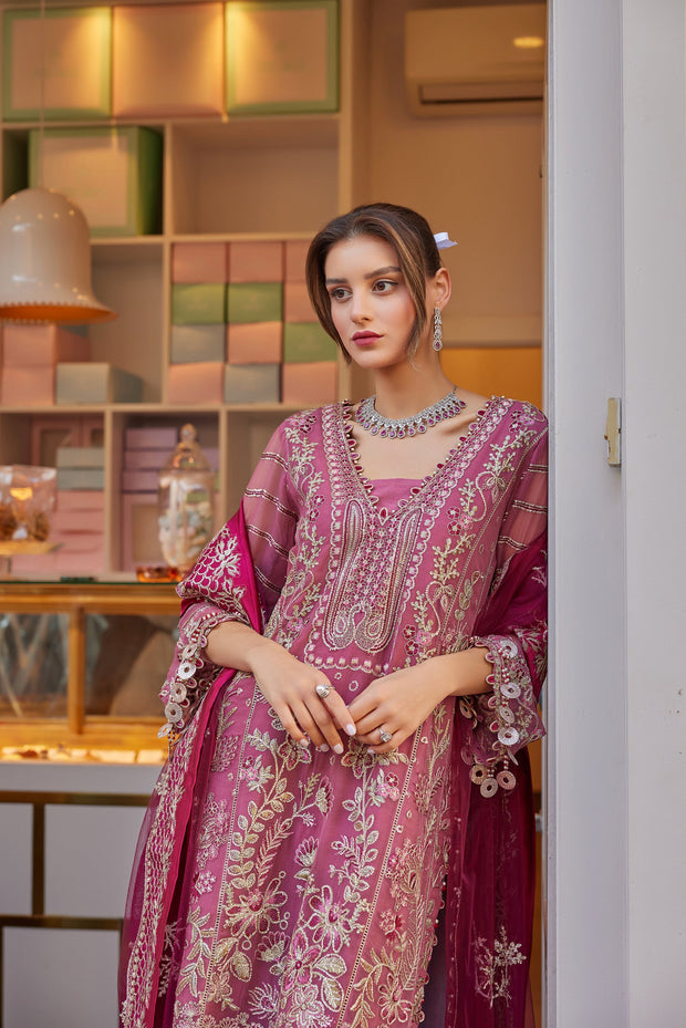 Elegant Pakistani Chiffon Dress in Wedding Kameez Trouser Style