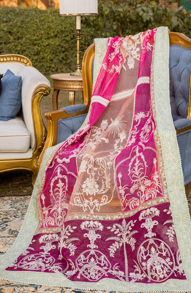 Elegant Pakistani Eid Dress in Embroidered Kameez Trouser Style