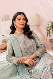 Elegant Pakistani Eid Dress in Ice Blue Kameez Trouser Style