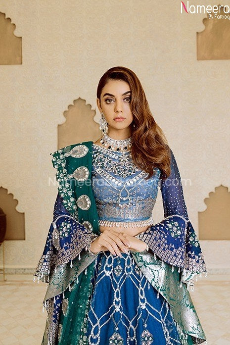 Buy Elegant Pakistani Bridal Dress in Blue Color Online SMALL Buy Elegant Pakistani Bridal Dress in Blue Color Online SMALL