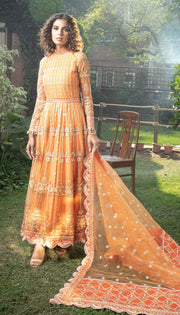 Elegant Pakistani Frock Dress in Orange Shade
