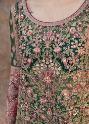 Elegant Pakistani Green Wedding Dress in Kameez Trouser Style