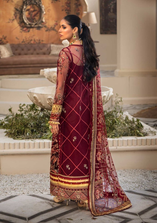 Elegant Pakistani Long Dress in Iconic Red Shade Online