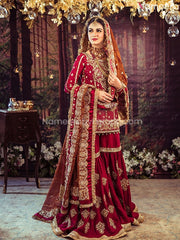 Elegant Pakistani Maroon Wedding Dress Online Overall Look