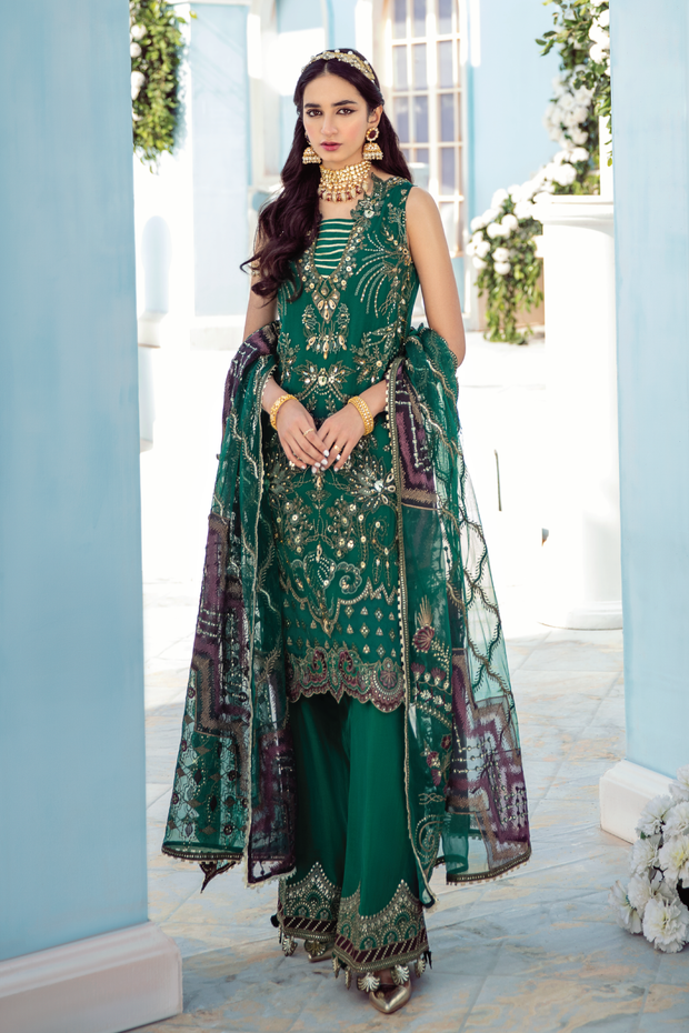 Eleant Pakistani Sharara in Green Shade with Embroidery