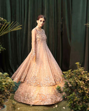 Elegant Pakistani Wedding Dress in Lehenga Gown Dupatta Style