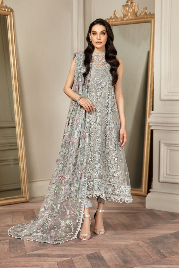 Elegant Pakistani Wedding Dress in Net Kameez Trouser Style