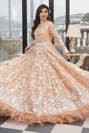 Elegant Pakistani Wedding Gown in Peach Shade Online
