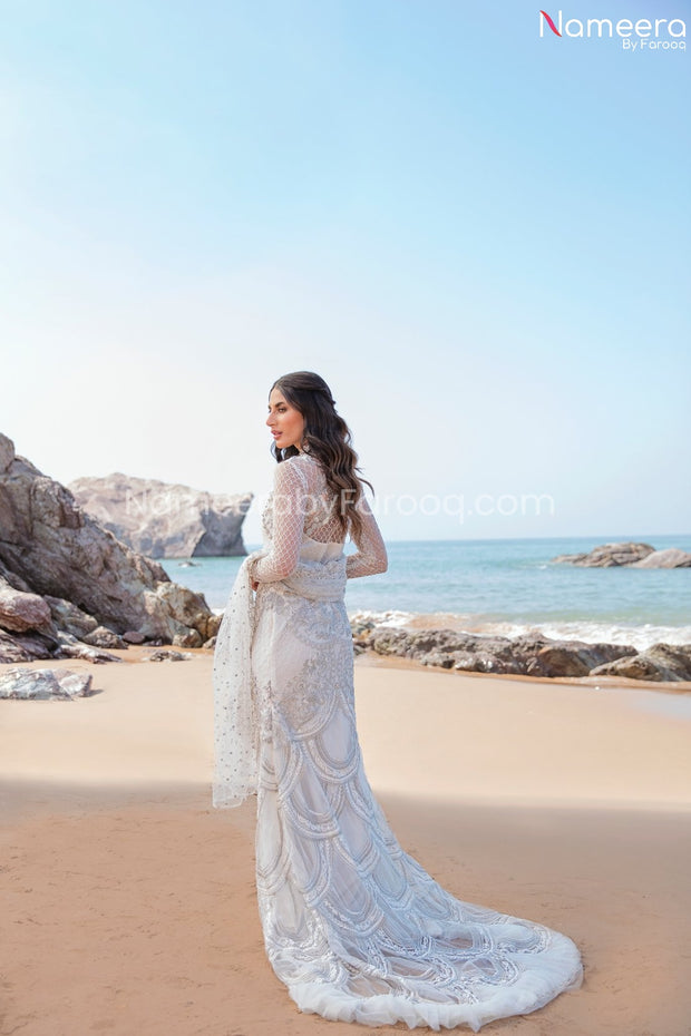 Elegant Pakistani White Party Dress for Ladies #PR259
