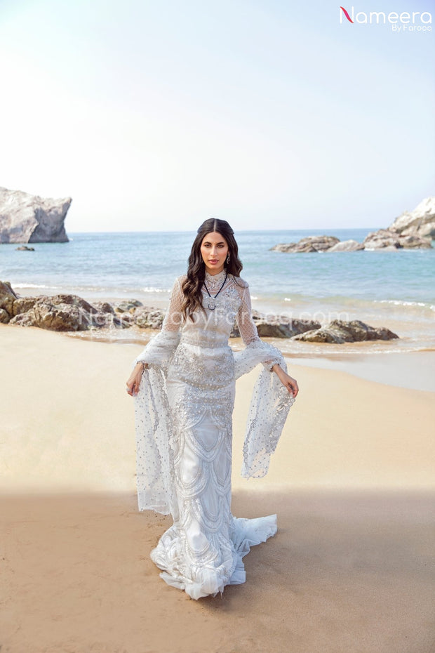 Elegant Pakistani White Party Dress for Ladies #PR259