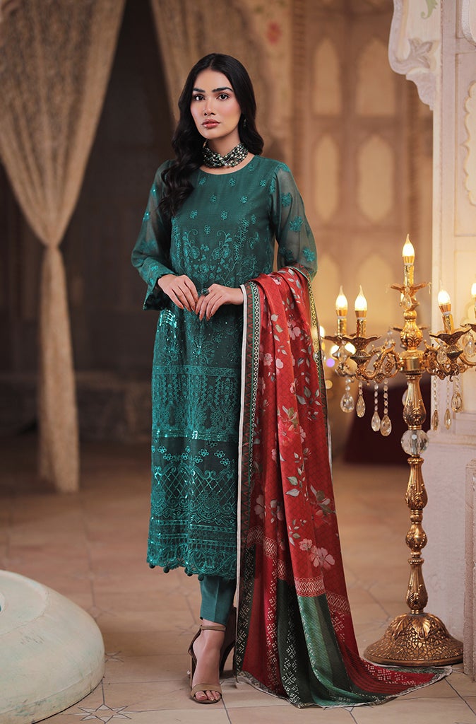 Elegant Party Dress Pakistani in Sea Green Shade