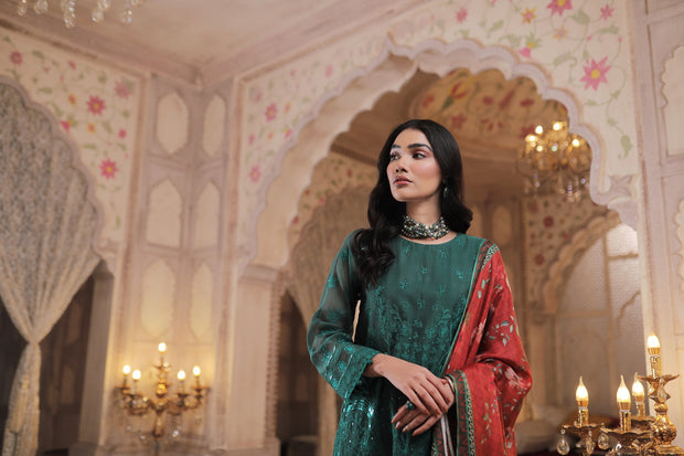 Elegant Party Dress Pakistani in Sea Green Shade Latest