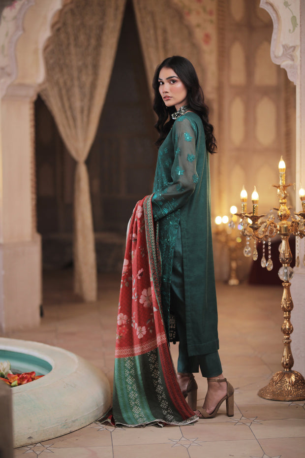 Elegant Party Dress Pakistani in Sea Green Shade Online