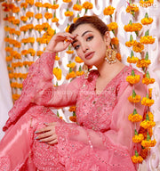 Elegant Party Wear Pakistani Pink Dress by Designer