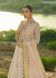 Elegant Pink Angrakha Gown Dupatta Dress in Net Online