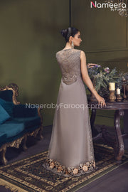 Elegant Pishwas Dress Pakistani is Grey Shade 2021