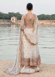 Elegant Pishwas Frock with Sharara and Dupatta in Net Fabric