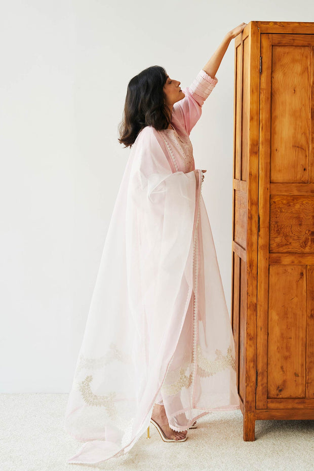 Elegant Powder Pink Embroidered Salwar Kameez with Dupatta Suit