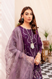 Elegant Purple Kameez Trouser and Dupatta Pakistani Eid Dress