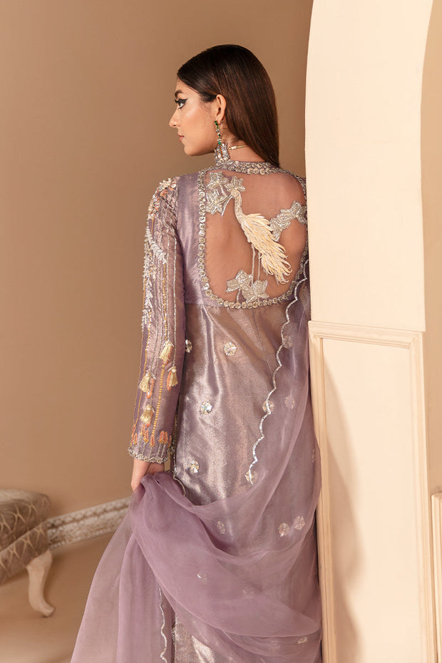 Elegant Purple Wedding Dress Pakistani in Kameez Trouser Style