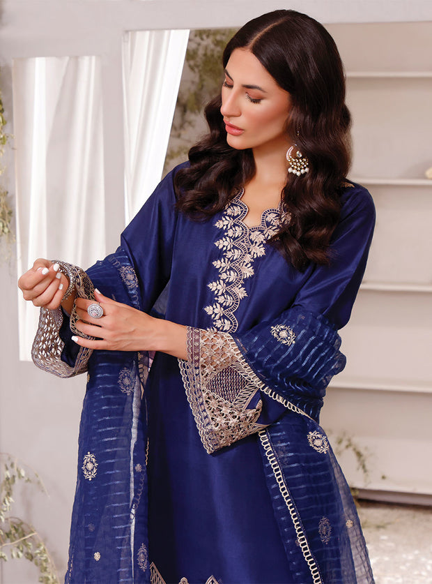 Elegant Raw Silk Blue Salwar Kameez Pakistani Eid Dress Online LARGE Elegant Raw Silk Blue Salwar Kameez Pakistani Eid Dress Online LARGE