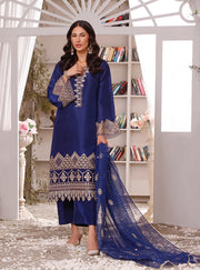 Elegant Raw Silk Blue Salwar Kameez Pakistani Eid Dress
