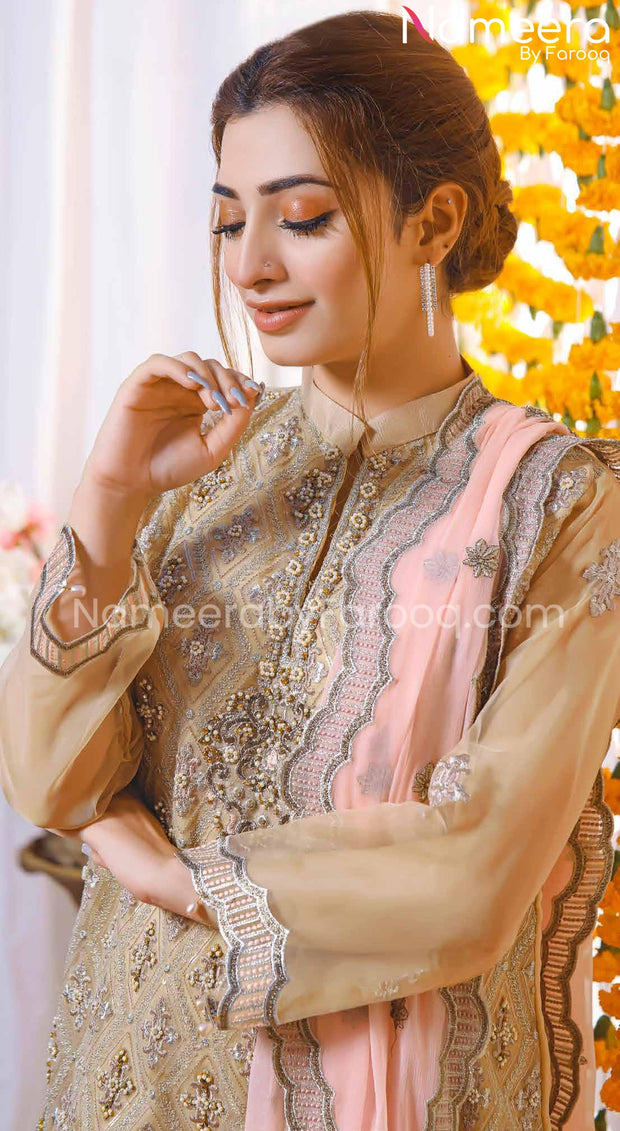 Elegant Salwar Kameez Embroidered by Pakistani Designer