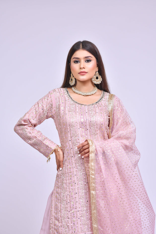 Elegant Sharara Kameez Pakistani Pink Dress for Eid Online
