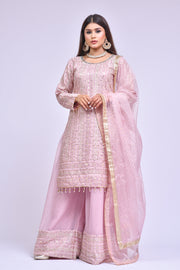 Elegant Sharara Kameez Pakistani Pink Dress for Eid