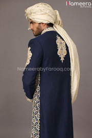 Elegant Sherwani for Men in Navy Blue Color 2021 #GR54