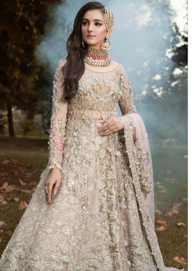 Elegant Silver Maxi Bridal Outfit 