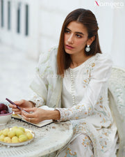 Elegant White Embroidered Salwar Kameez Pakistani