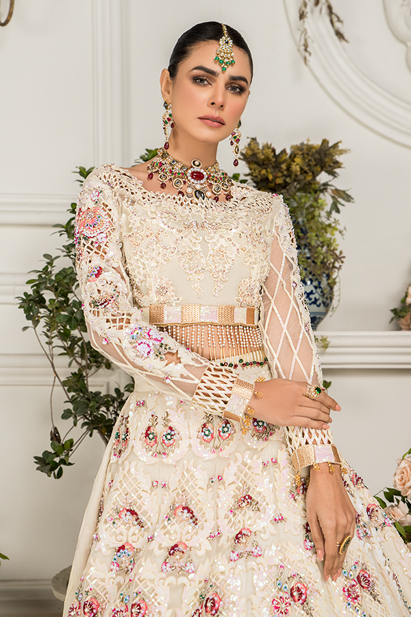 Elegant White Lehenga Choli for Wedding Party Online 2022 Nameera by Farooq