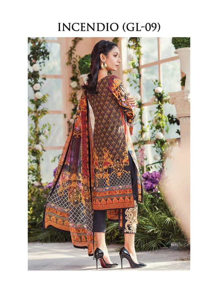 Elegant Black Lawn Dress Pakistani Backside