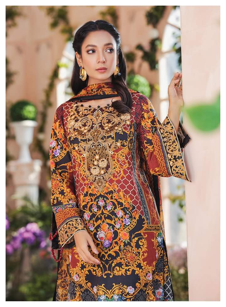 Elegant Black Lawn Dress Pakistani Close Up