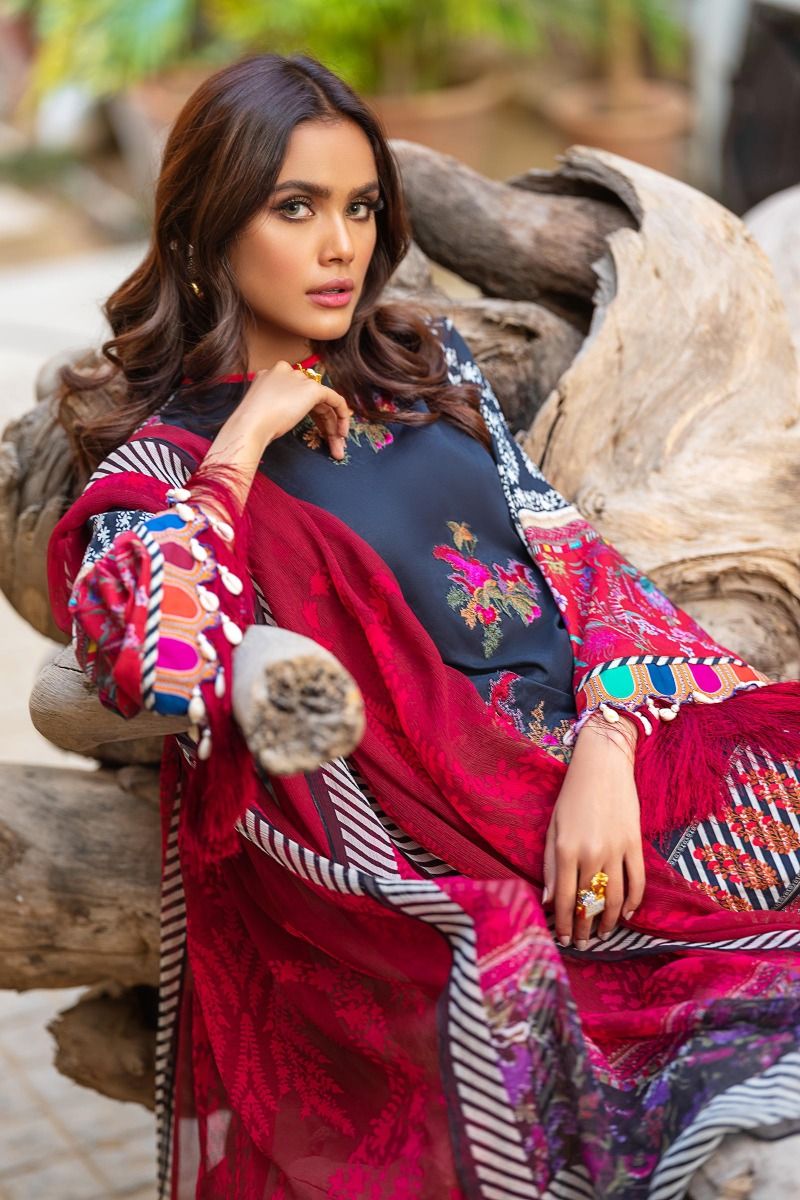 Elegant Lawn Dress in Black Color