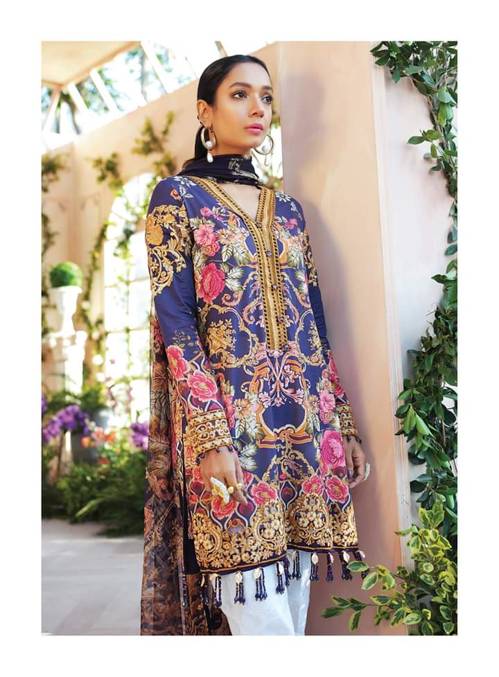 Elegant Lawn Dress in Purple Color 