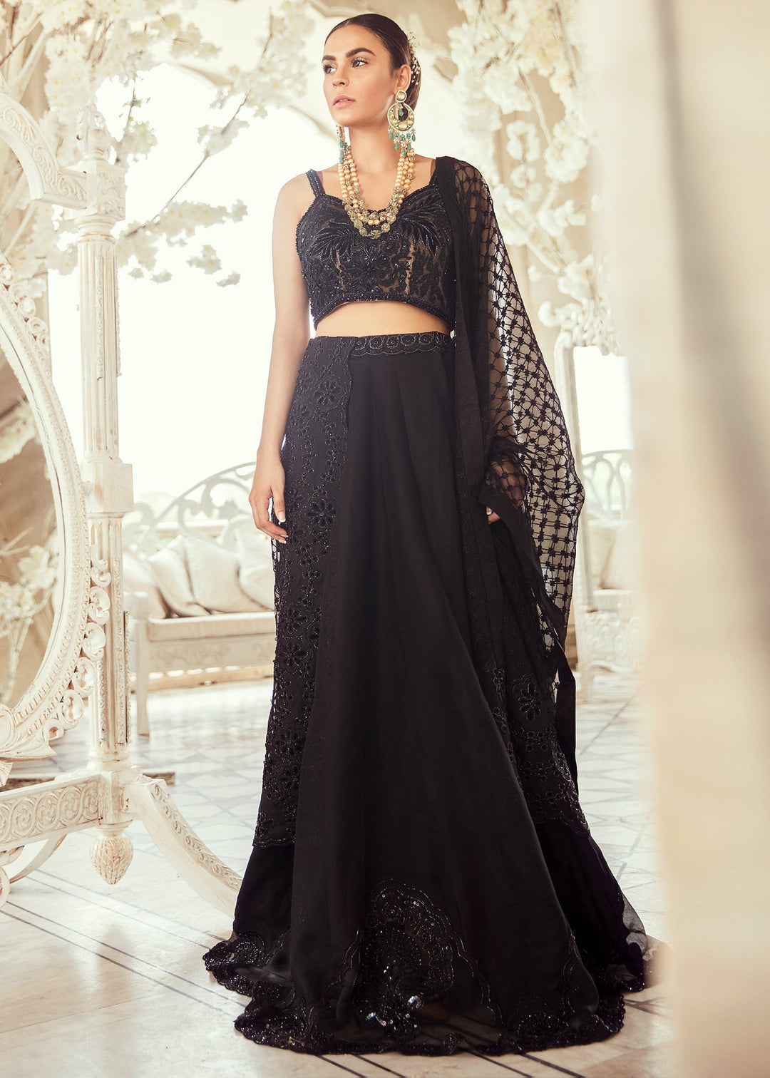 Elegant Pakistani Black Lehnga for Wedding Overall Look