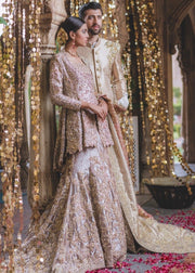 Elegant Pakistani Bridal Gold Lehnga for Wedding 