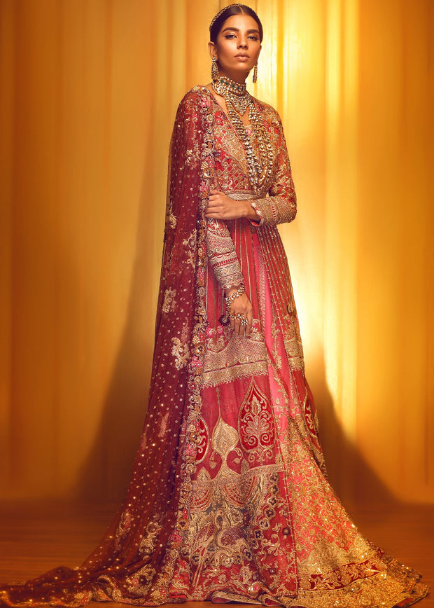 Elegant Pakistani Bridal Heavy Gharara for Wedding Side Pose