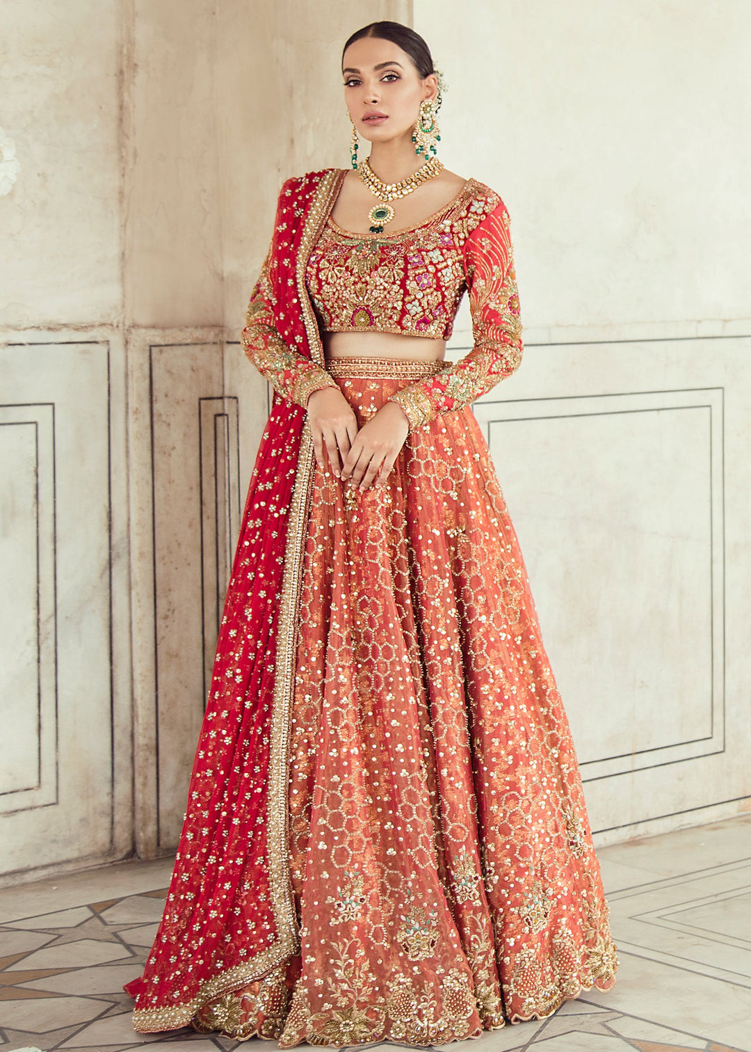 Elegant Pakistani Bridal Lehnga Dress for Wedding Front Look