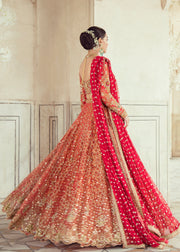 Elegant Pakistani Bridal Lehnga Dress for Wedding Backside View