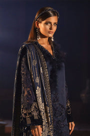 Elegant Pakistani Designer Dress in Dark Blue Color Side Pose