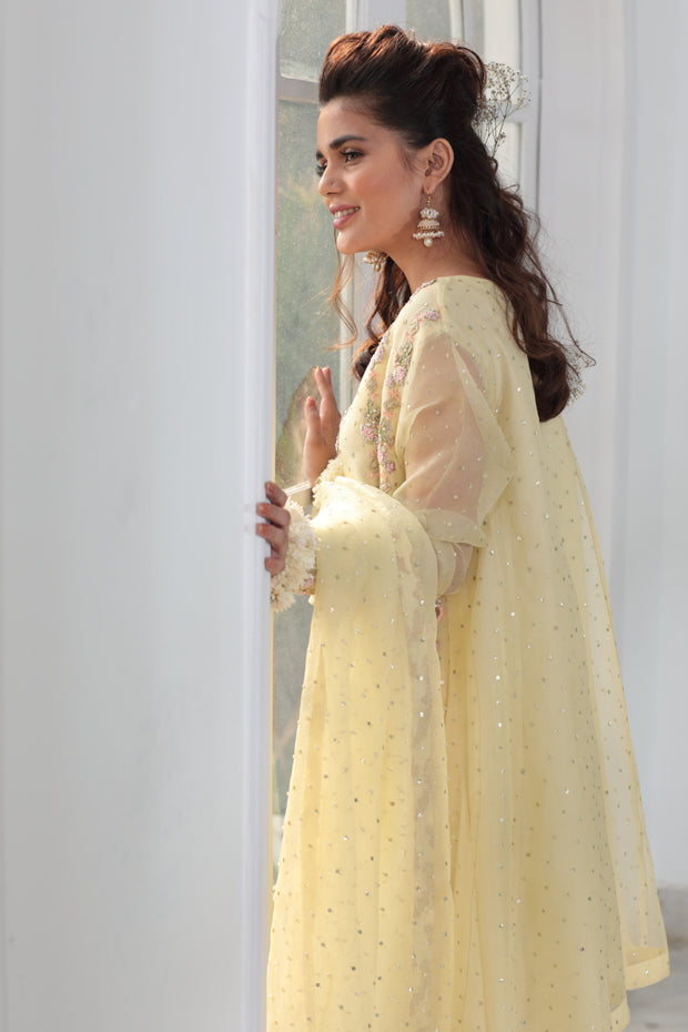 Party wear eastern dress in stylish frock style – Nameera by Farooq