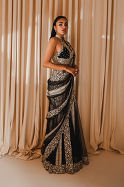 Embellished Black Saree Lehenga Indian Bridal Wear