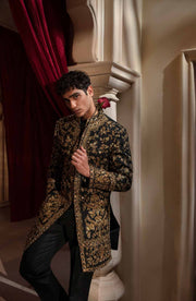 Embellished Black Sherwani Style Pakistani Groom Dress Online