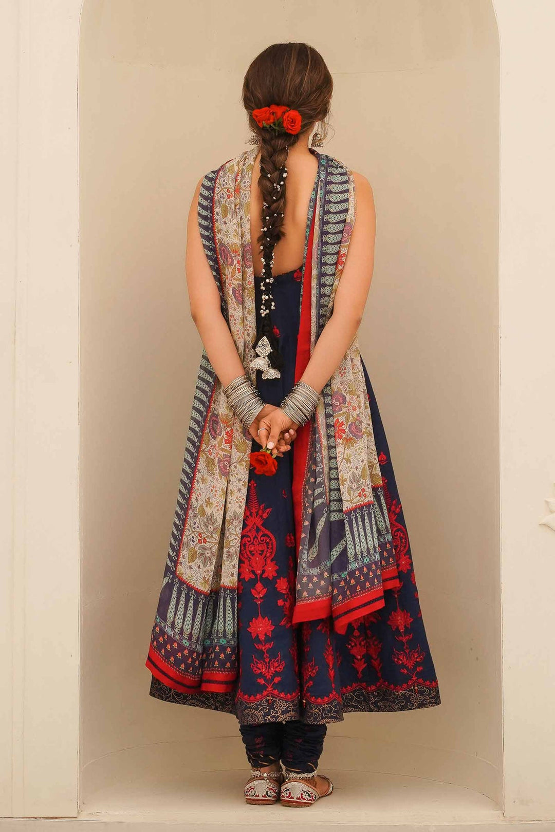 Embellished Blue Frock Churidar