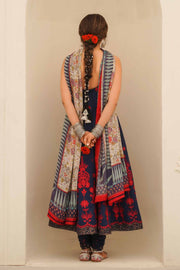Embellished Blue Frock Churidar