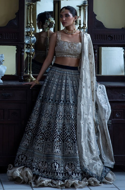 Embellished Blue Lehenga Choli Bridal Wear